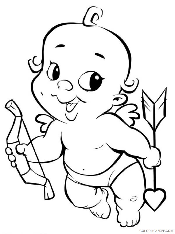 Baby Coloring Pages Cute Big Eyed Baby Cupid Printable 2021 0415 Coloring4free