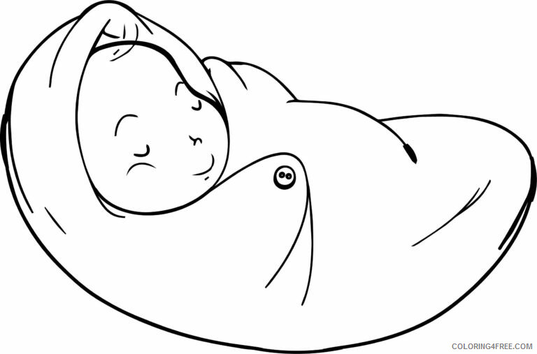Baby Coloring Pages Swaddled Baby Printable 2021 0423 Coloring4free