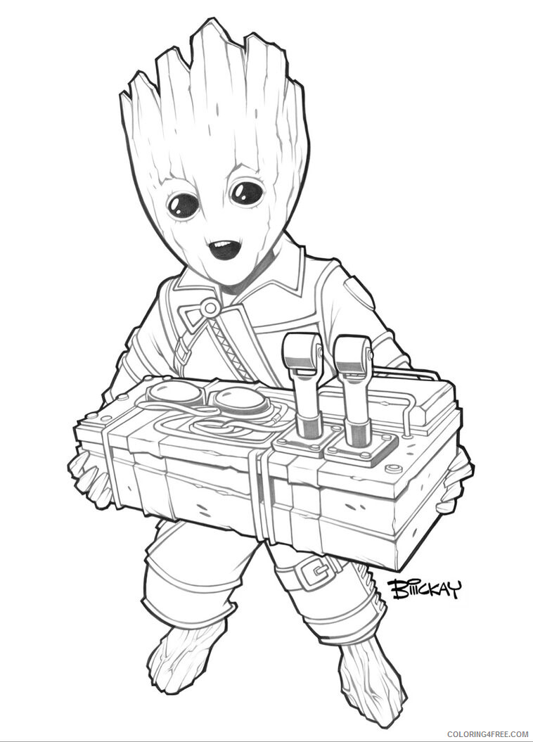 Baby Coloring Pages baby groot luxury badge art lines Printable 2021 0401 Coloring4free