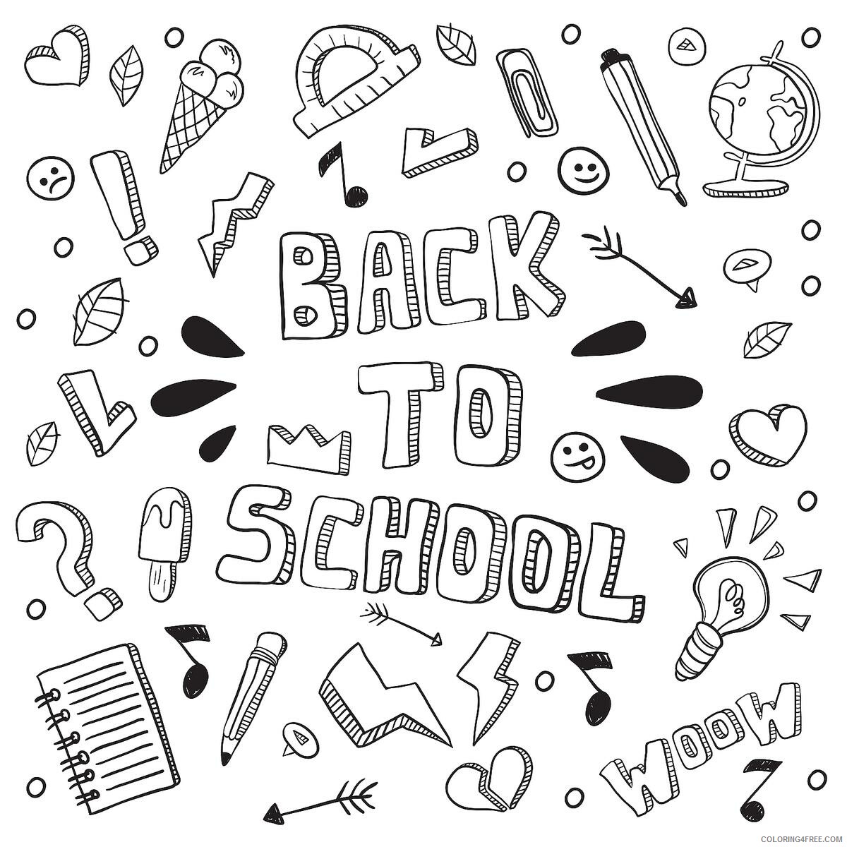 Back to School Coloring Pages Back to School Collage Printable 2021 0447 Coloring4free