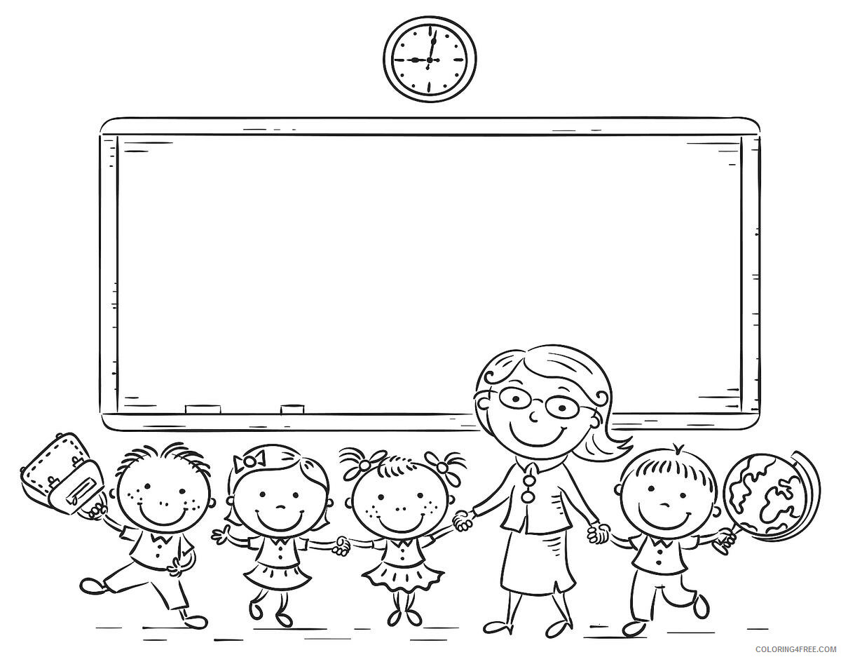 Back to School Coloring Pages Teacher and Kids Back to School Printable 2021 0471 Coloring4free