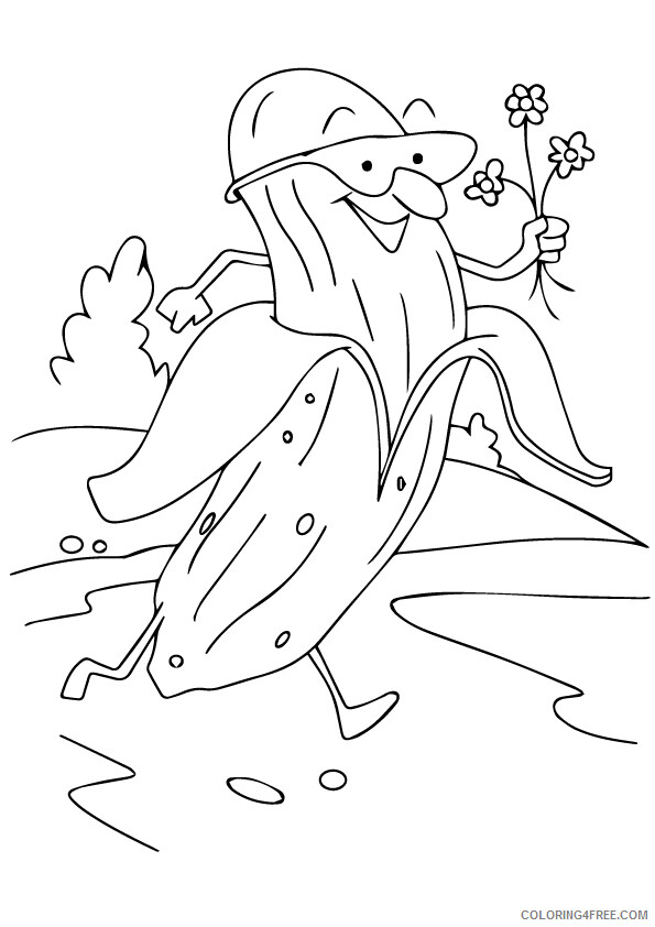 Banana Coloring Pages Fruits Food proposing a banana a4 Printable 2021 065 Coloring4free