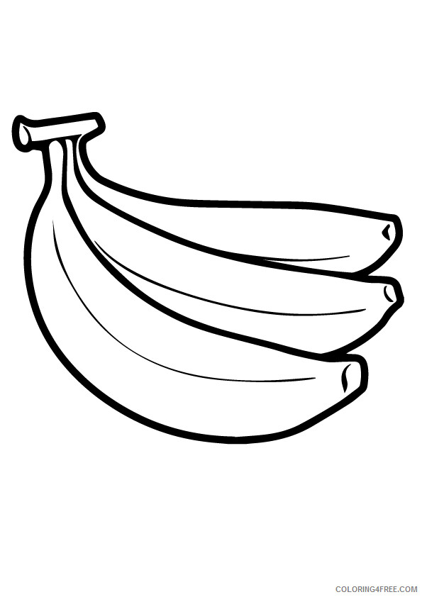 Banana Coloring Pages Fruits Food three bananas Printable 2021 064 Coloring4free