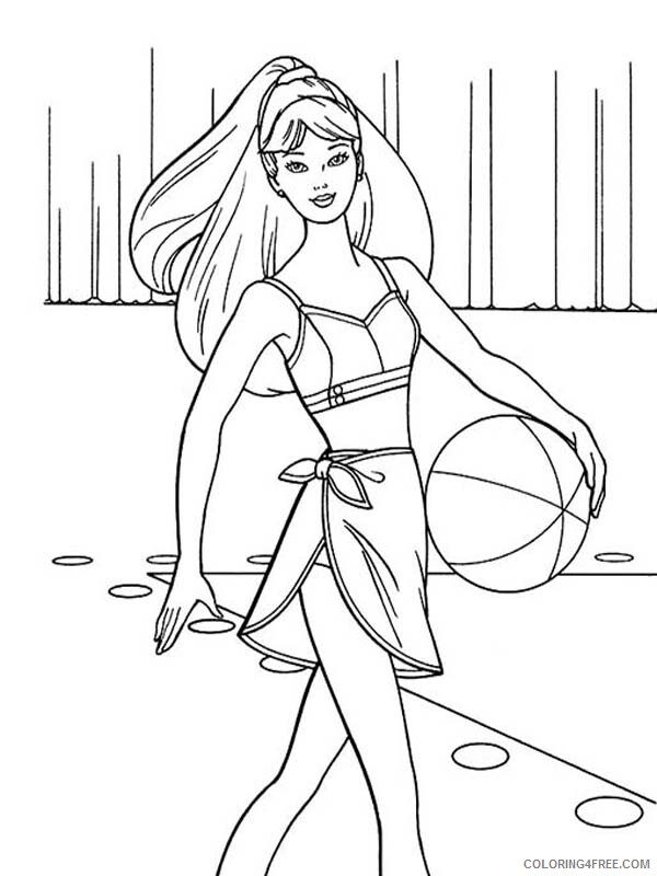 Barbie Coloring Pages Barbie Doll Fashion Show for Beach Wear Printable 2021 0575 Coloring4free