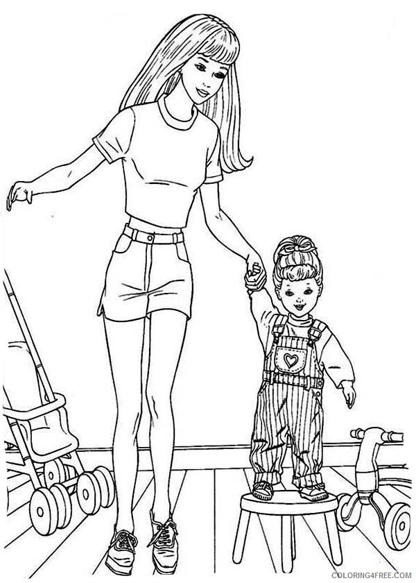 Barbie Coloring Pages Barbie Doll with Her Daughter Printable 2021 0577 Coloring4free