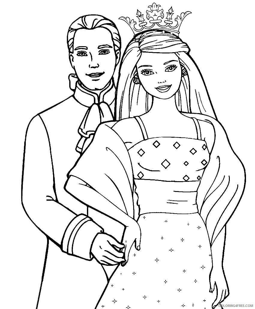 Barbie Coloring Pages Barbie Prince and Princess Printable 2021 0588 Coloring4free