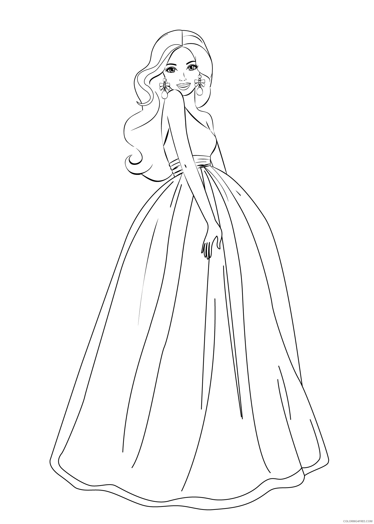 Barbie Coloring Pages Barbie Princess Gown 1 Printable 2021 0598 Coloring4free