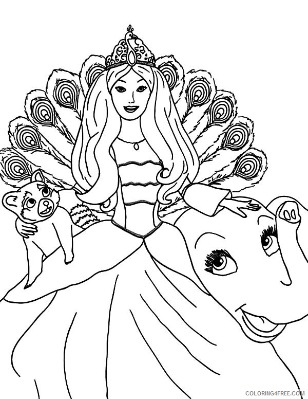 Barbie Coloring Pages Barbie Princess Island and Her Pet Printable 2021 0601 Coloring4free