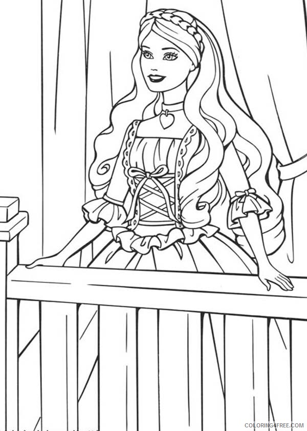 Barbie Coloring Pages Barbie Princess Waiting for White Knight Printable 2021 0606 Coloring4free