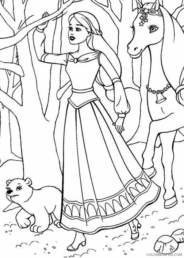 Barbie Coloring Pages Barbie Princess Wander in the Wood Printable 2021 0607 Coloring4free
