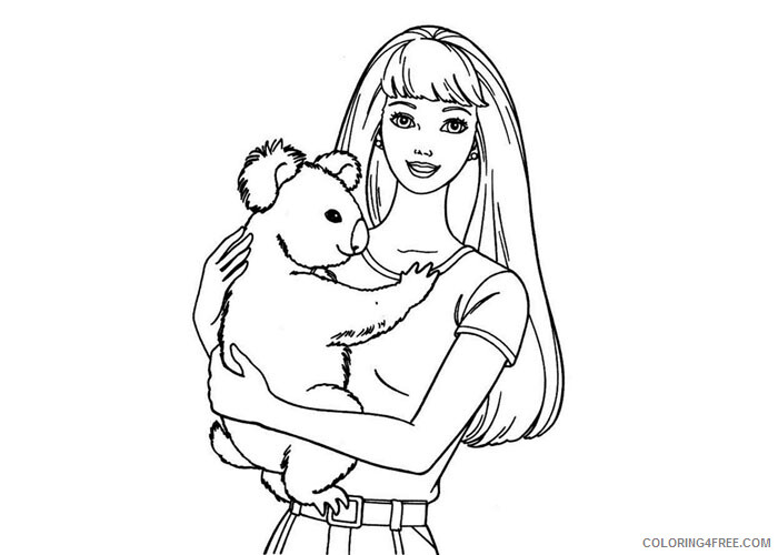 Barbie Coloring Pages Barbie and koala Printable 2021 0524 Coloring4free