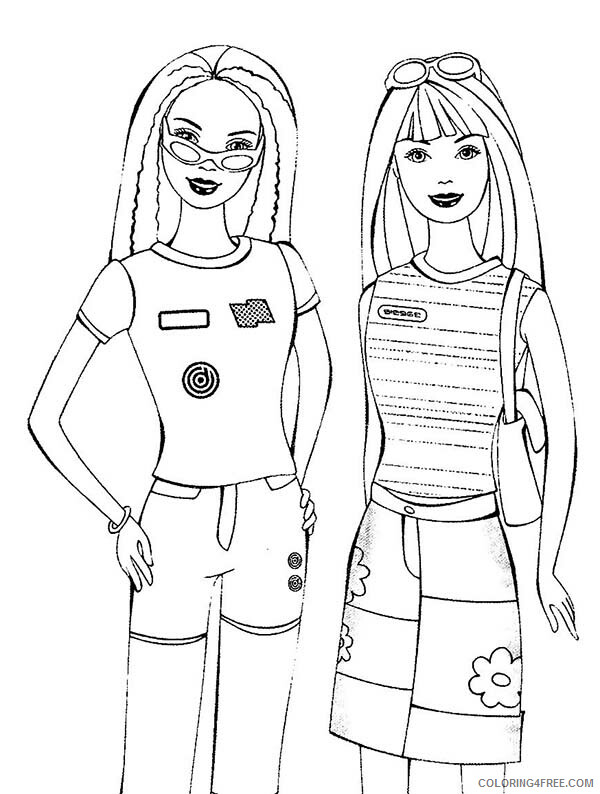 Barbie Coloring Pages Two Beautiful Barbie Doll Printable 2021 0639 Coloring4free