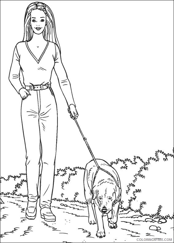 Barbie Coloring Pages barbie with dog a4 Printable 2021 0616 Coloring4free