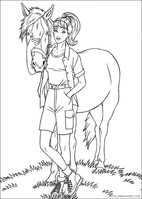 Barbie Coloring Pages barbie with horse Printable 2021 0618 Coloring4free