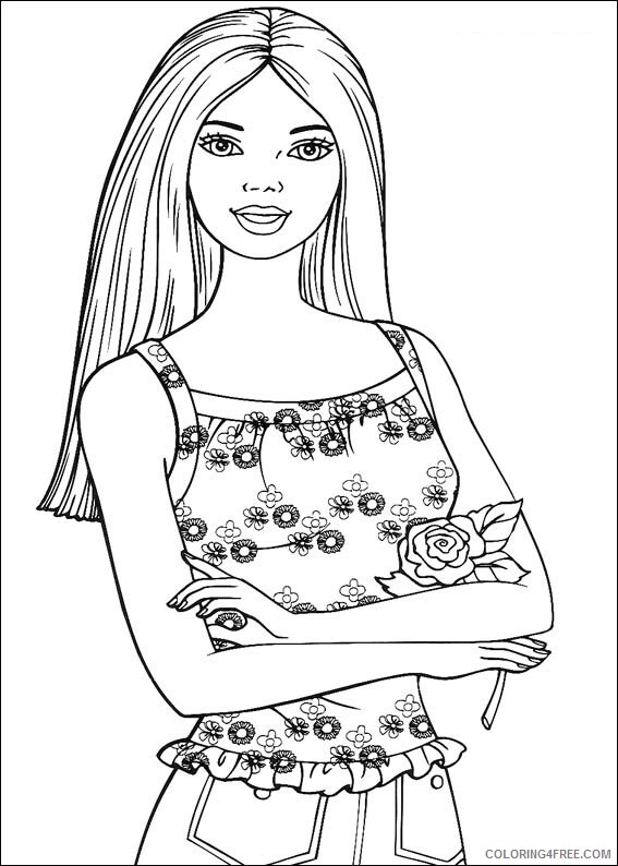 Barbie Coloring Pages barbie with rose Printable 2021 0619 ...