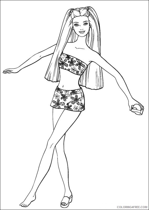 Barbie Coloring Pages barbie with swimwear Printable 2021 0620 Coloring4free
