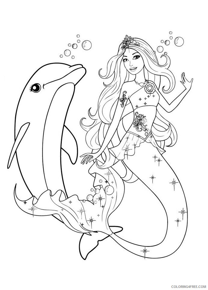 Barbie Mermaid Coloring Pages Barbie Mermaid and Dolphin Printable 2021 0641 Coloring4free