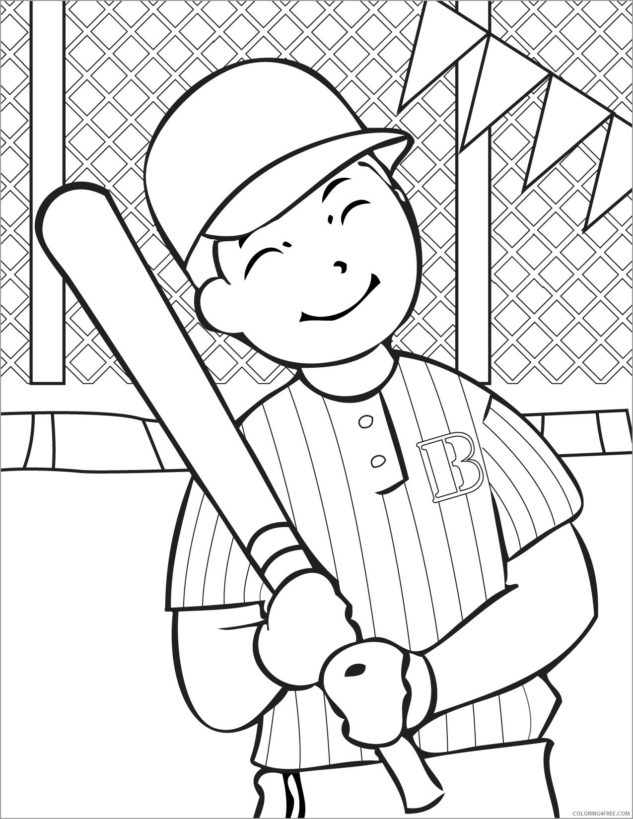 Baseball Coloring Pages cute baseball player Printable 2021 0734 Coloring4free