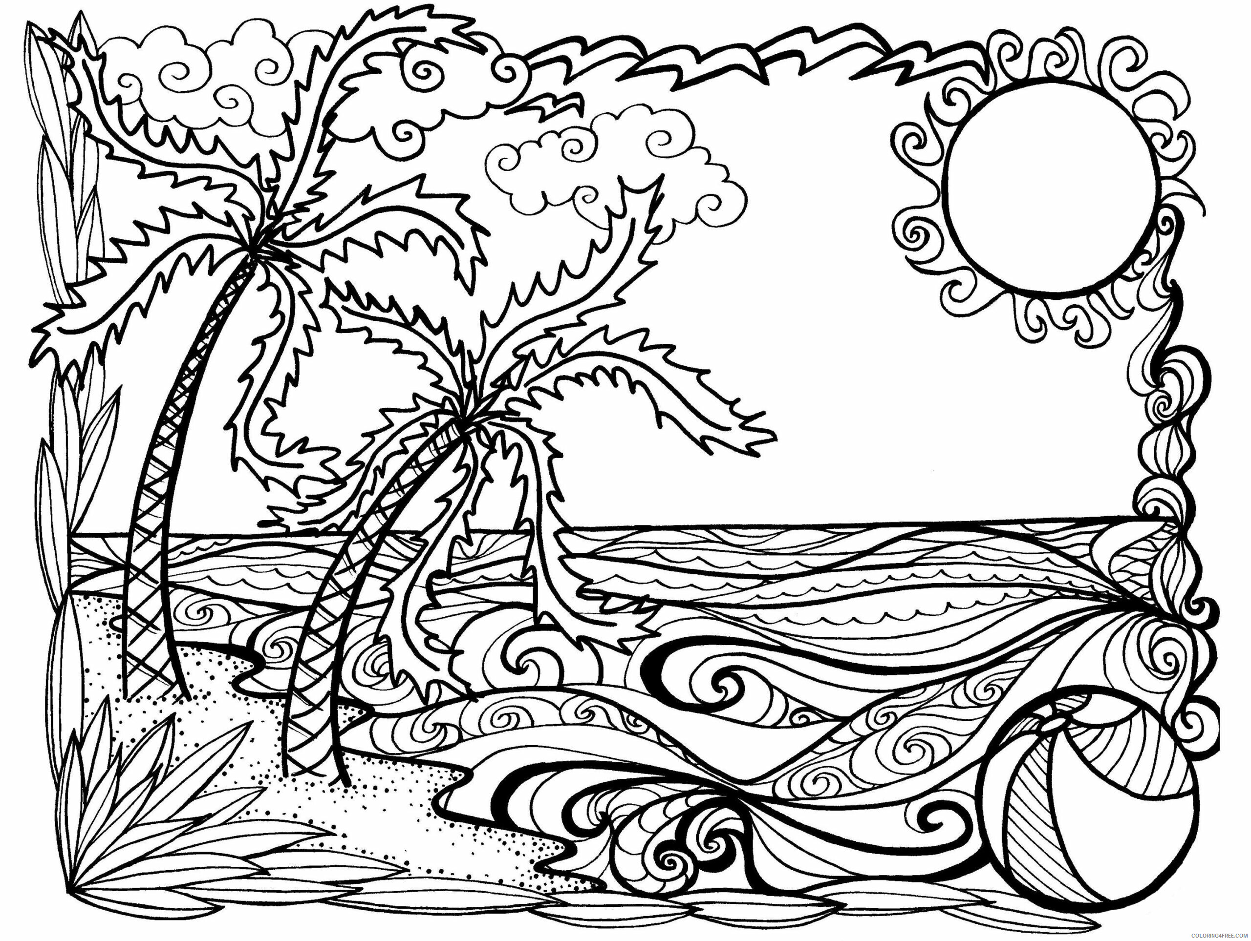 Beach Coloring Pages Nature Beautifyl Beach Scene Printable 2021 087 Coloring4free Coloring4free Com