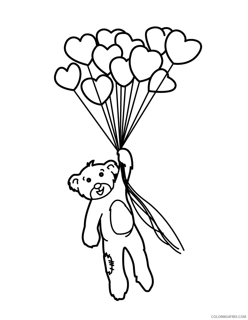 Bear Heart Coloring Pages Heart and Bear Balloons Printable 2021 0868 Coloring4free
