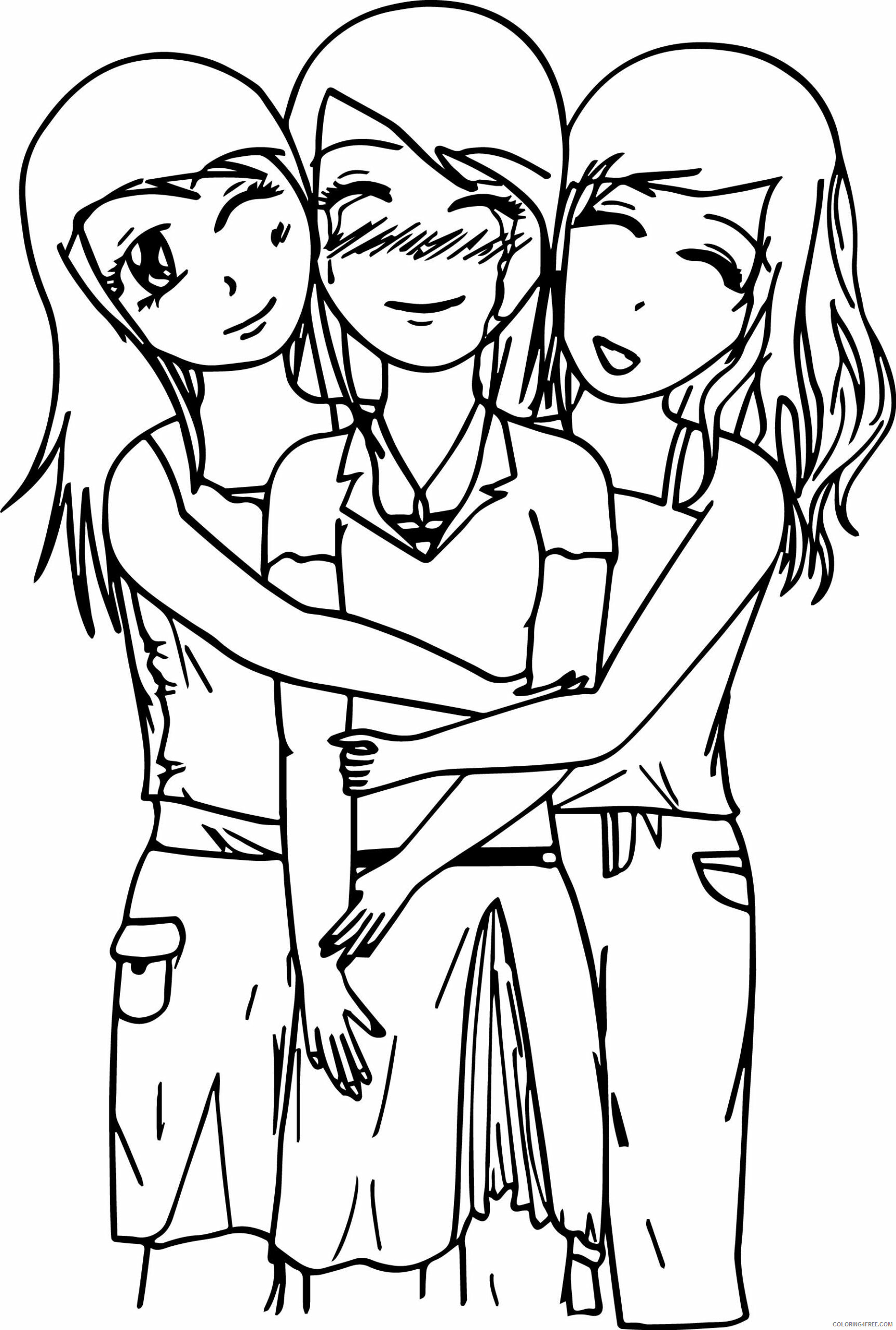 Best Friend Coloring Pages Three Best Friends Printable 2021 0899 Coloring4free