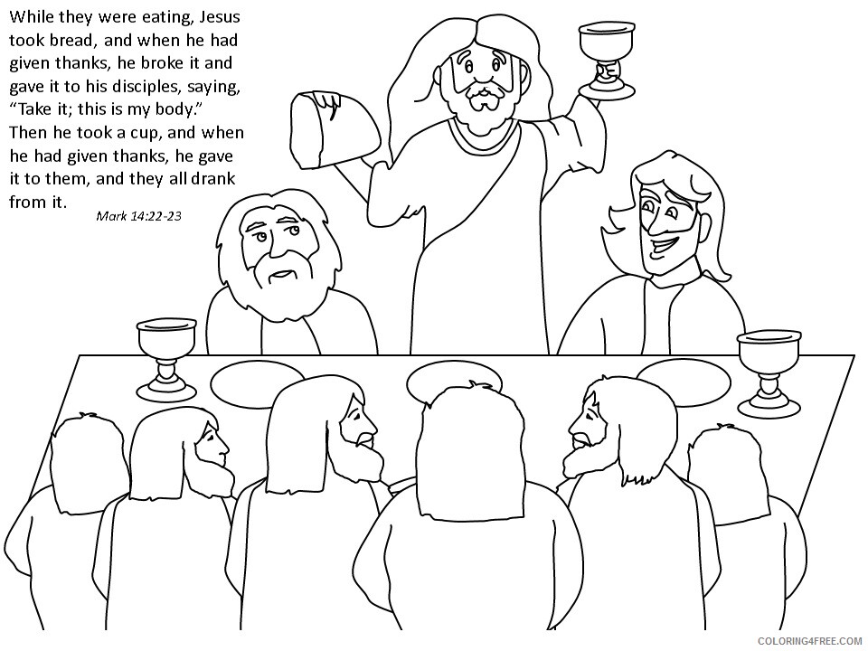 Bible Coloring Pages jesus last supper Printable 2021 0992 Coloring4free