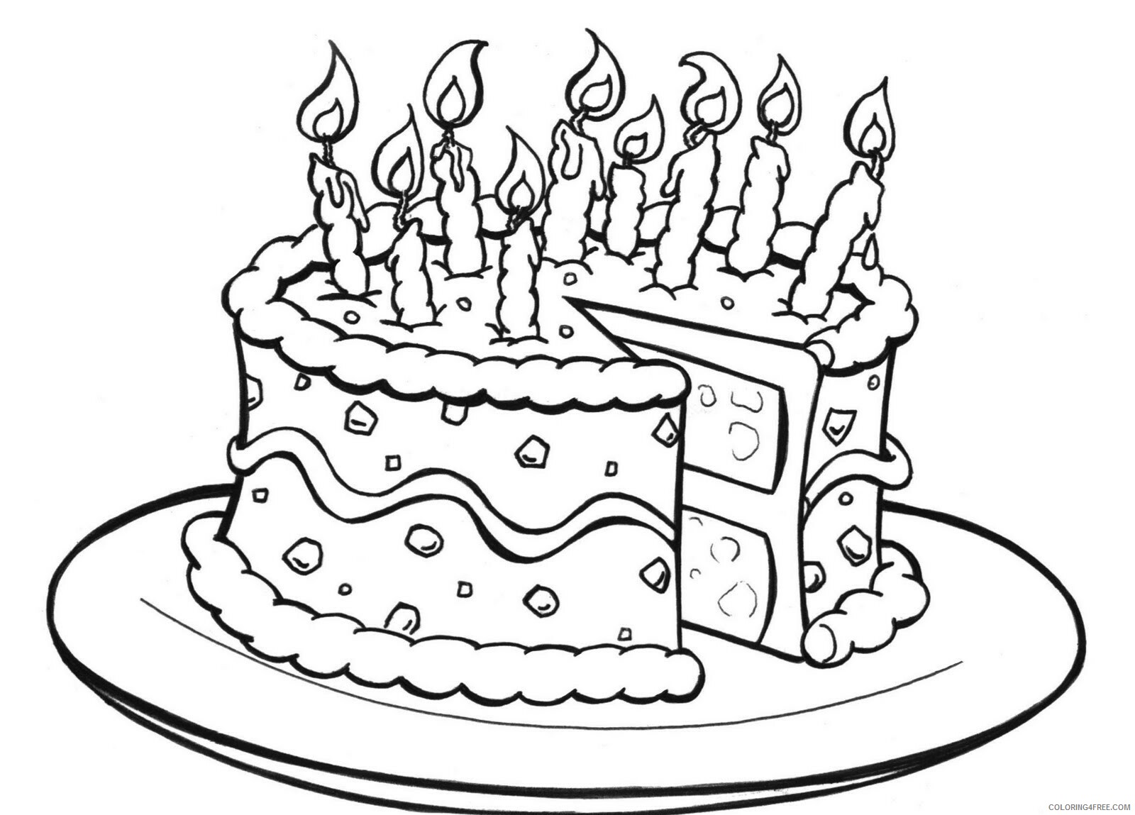 Birthday Cake Coloring Pages Food Birthday Cake Printable 2021 005 Coloring4free