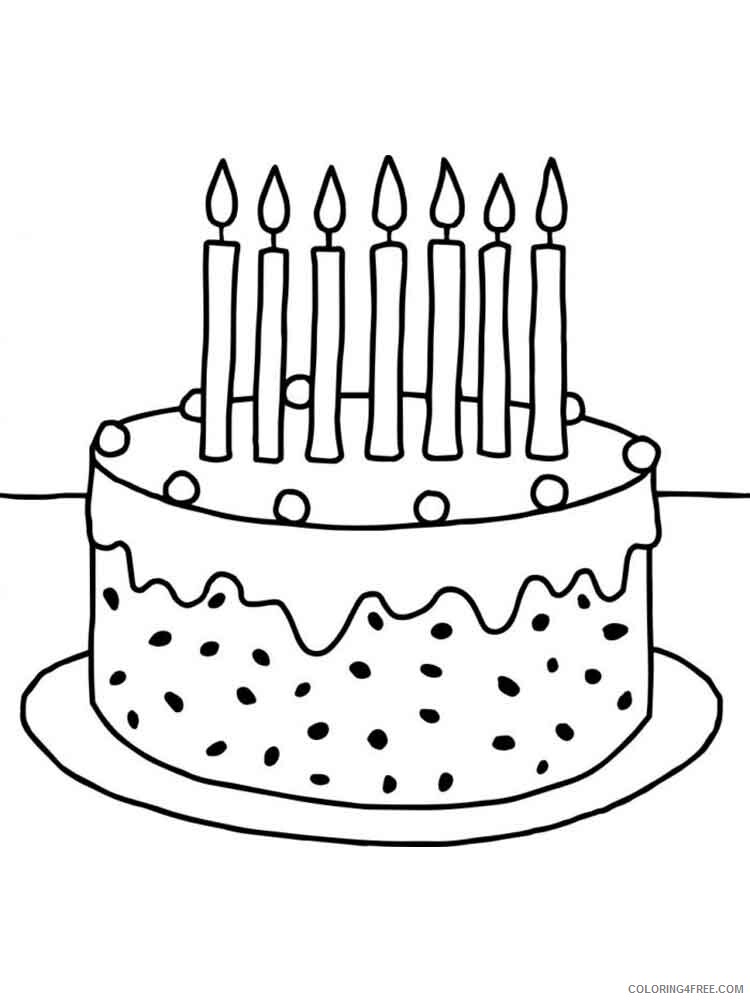 Birthday Cake Coloring Pages Food Birthday Cake 14 Printable 2021 007 Coloring4free Coloring4free Com