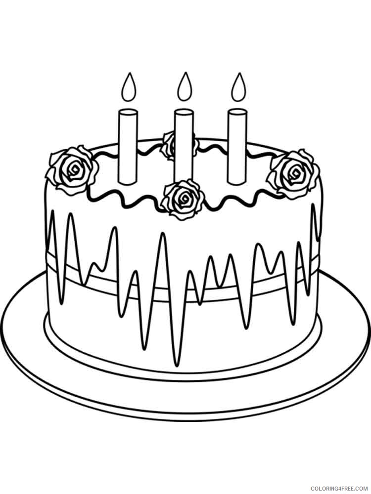 Birthday Cake Coloring Pages Food birthday cake 2 Printable 2021 008 Coloring4free