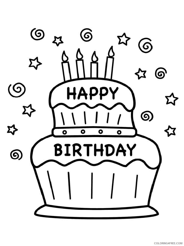 Birthday Cake Coloring Pages Food birthday cake 5 Printable 2021 010 Coloring4free