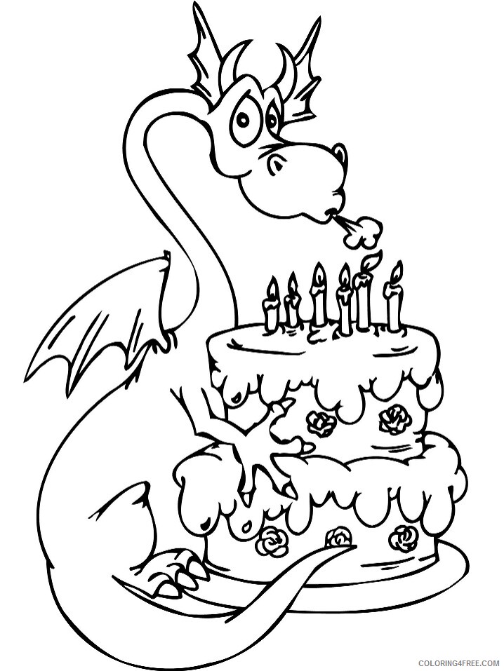 Birthday Cake Coloring Pages Food birthdays cake happy birthday party Print 2021 Coloring4free