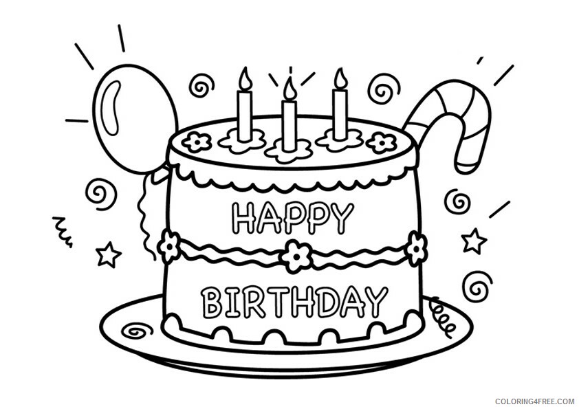 Birthday Cake Coloring Pages Food the birthday cake Printable 2021 001 Coloring4free