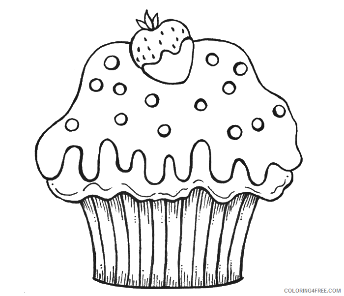 Birthday Cupcake Coloring Pages Food Birthday Cupcake Printable 2021 018 Coloring4free