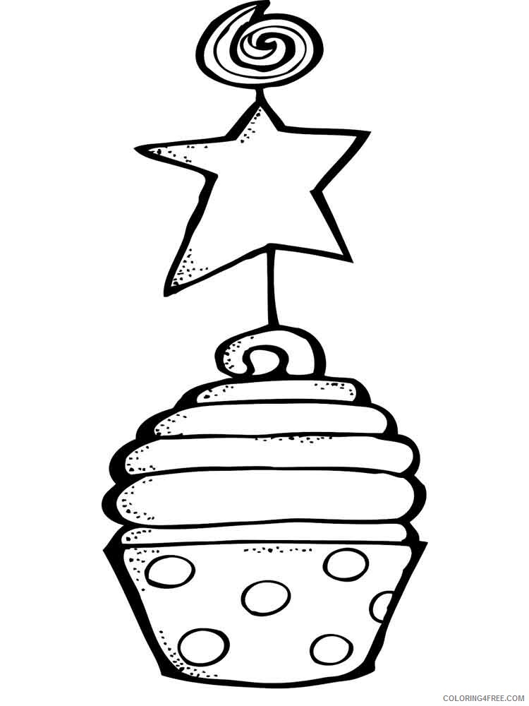 Birthday Cupcake Coloring Pages Food birthday cupcake 11 Printable 2021 020 Coloring4free