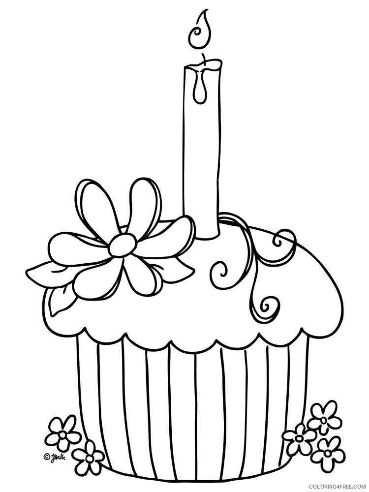 Birthday Cupcake Coloring Pages Food birthday cupcake 12 Printable 2021 021 Coloring4free