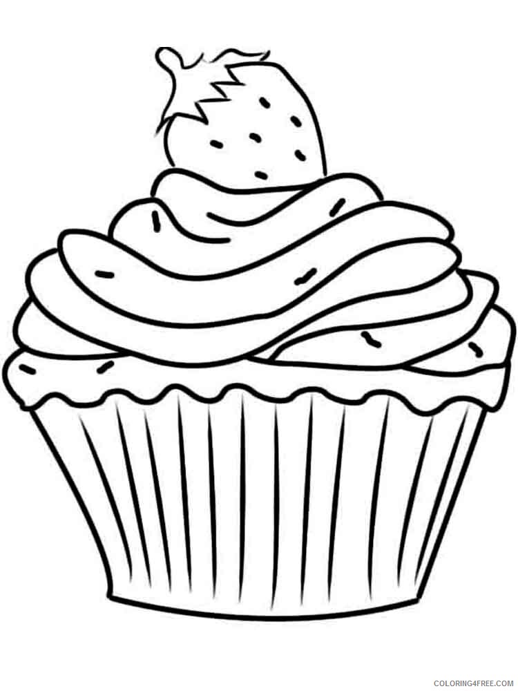 Birthday Cupcake Coloring Pages Food birthday cupcake 13 Printable 2021 022 Coloring4free