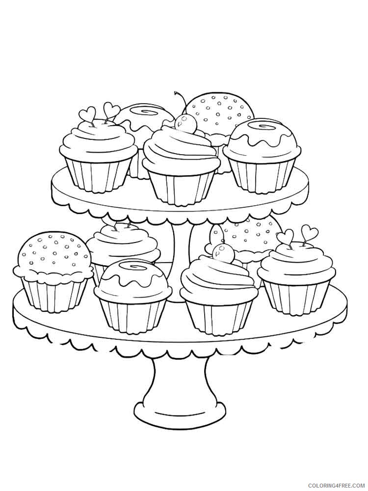 Birthday Cupcake Coloring Pages Food birthday cupcake 16 Printable 2021 024 Coloring4free