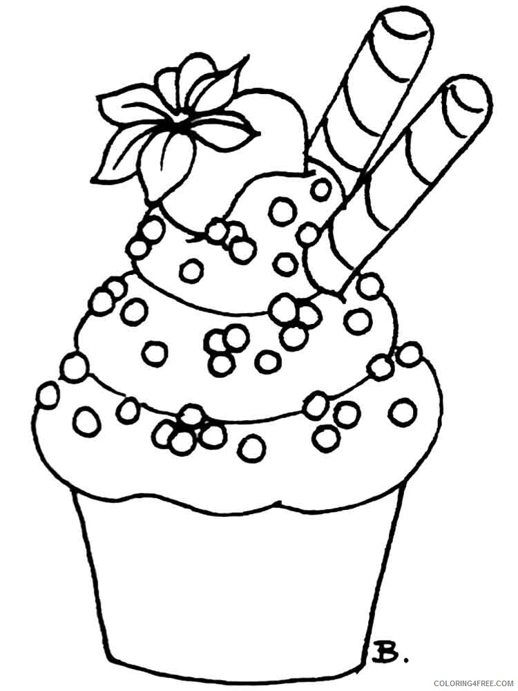 Birthday Cupcake Coloring Pages Food birthday cupcake 3 Printable 2021 025 Coloring4free