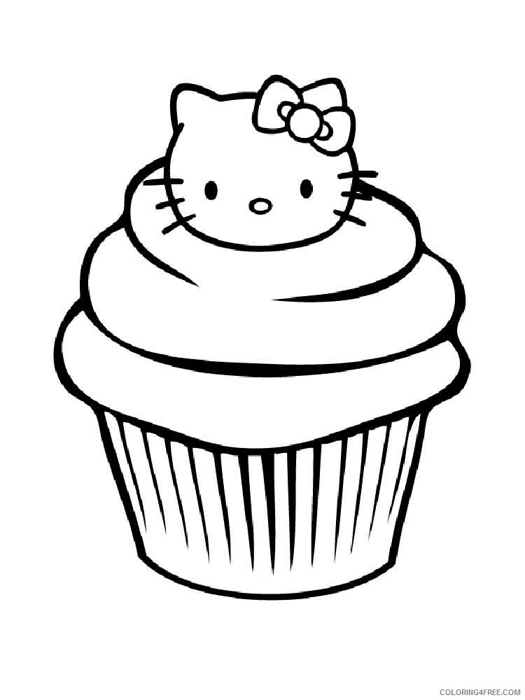 Birthday Cupcake Coloring Pages Food birthday cupcake 4 Printable 2021 026 Coloring4free