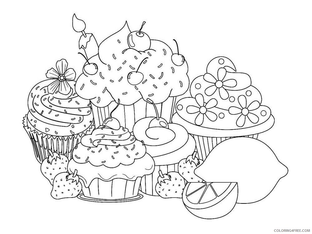 Birthday Cupcake Coloring Pages Food birthday cupcake 6 Printable 2021 027 Coloring4free