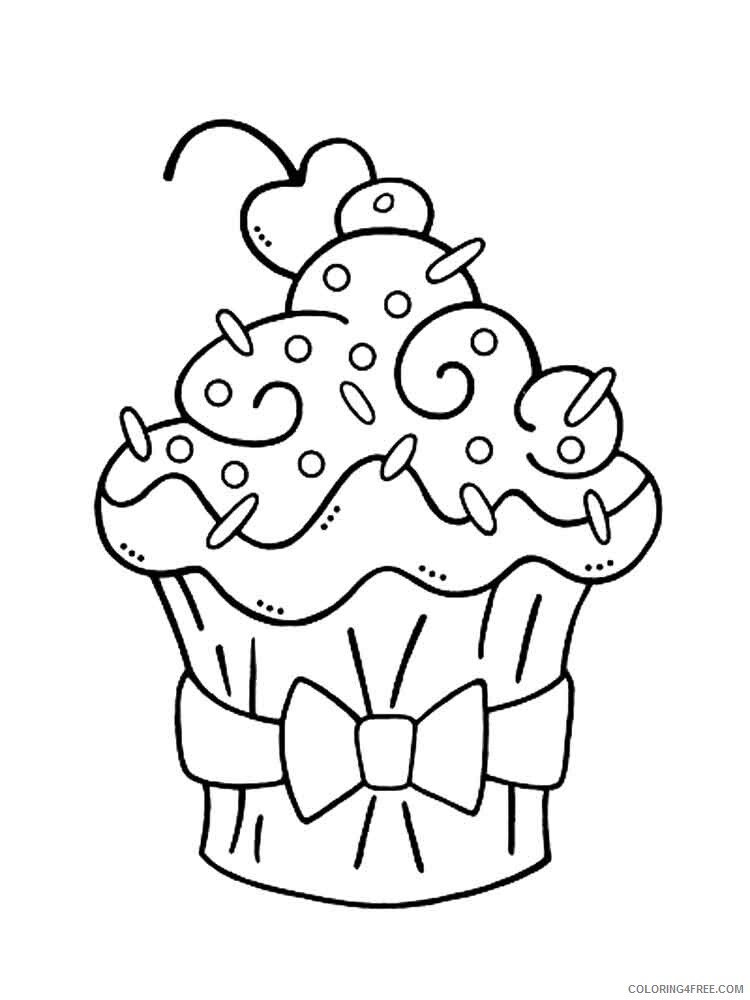 Birthday Cupcake Coloring Pages Food birthday cupcake 7 Printable 2021 028 Coloring4free