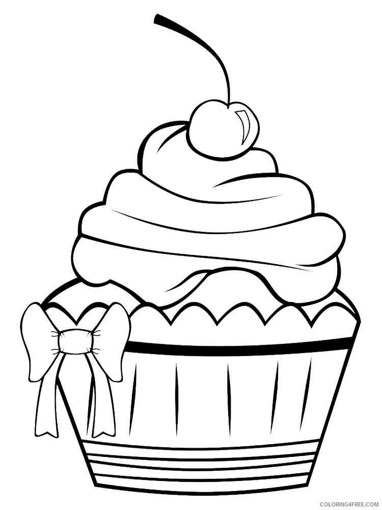 Birthday Cupcake Coloring Pages Food birthday cupcake 8 Printable 2021 029 Coloring4free