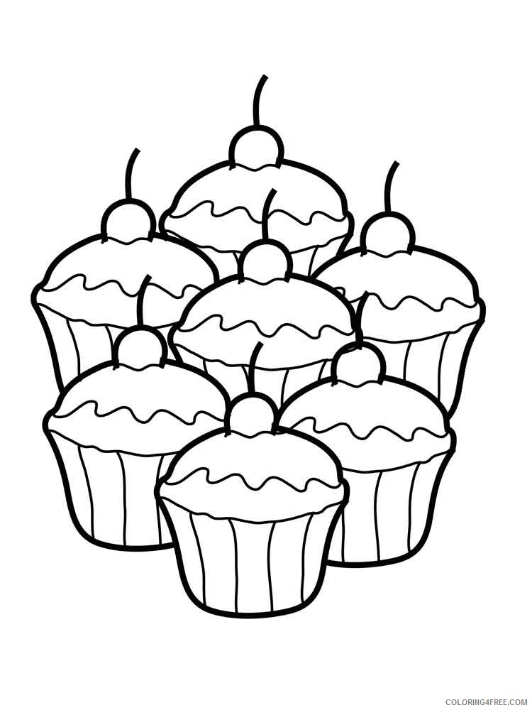 Birthday Cupcake Coloring Pages Food birthday cupcake 9 Printable 2021 030 Coloring4free