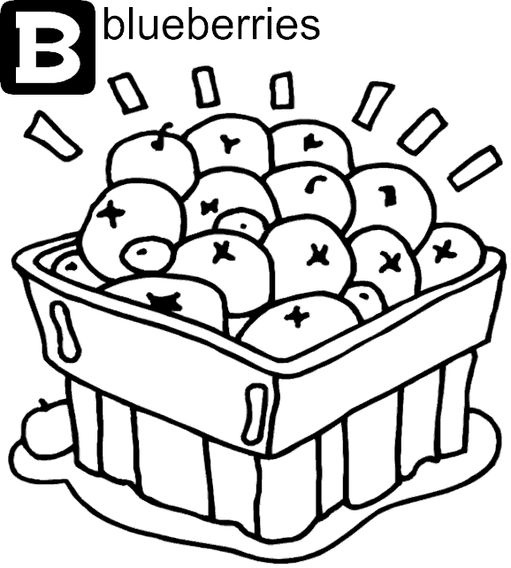 Blueberry Coloring Pages Fruits Food Carton of Blueberries Printable 2021 147 Coloring4free