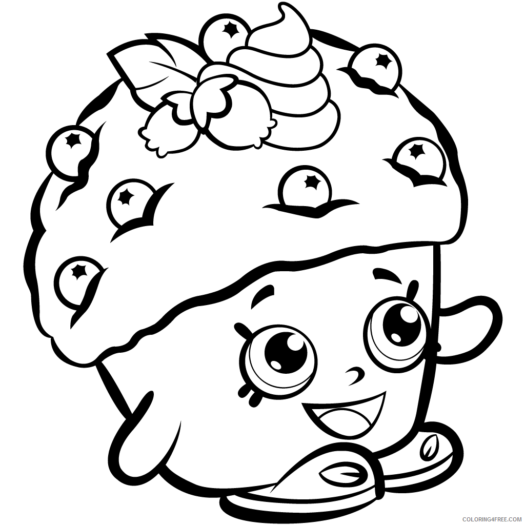 Blueberry Coloring Pages Fruits Food Shopkins Mini Blueberry Muffin Print 2021 Coloring4free