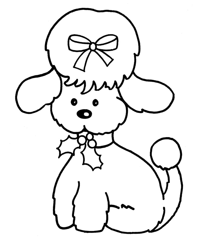 Bows Coloring Pages Cute Easy Poodle with Bow Printable 2021 1088 Coloring4free