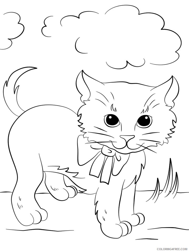 Bows Coloring Pages cute kitten with bow tie Printable 2021 1089 Coloring4free