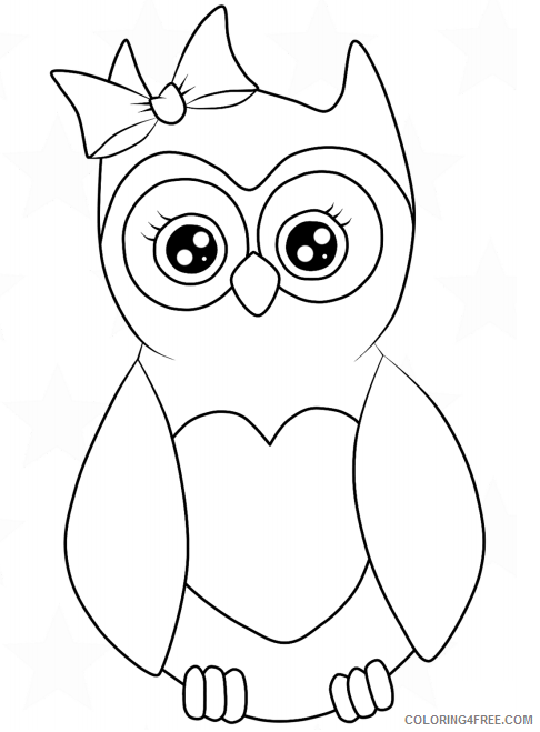 Bows Coloring Pages owl with hair bow Printable 2021 1091 Coloring4free