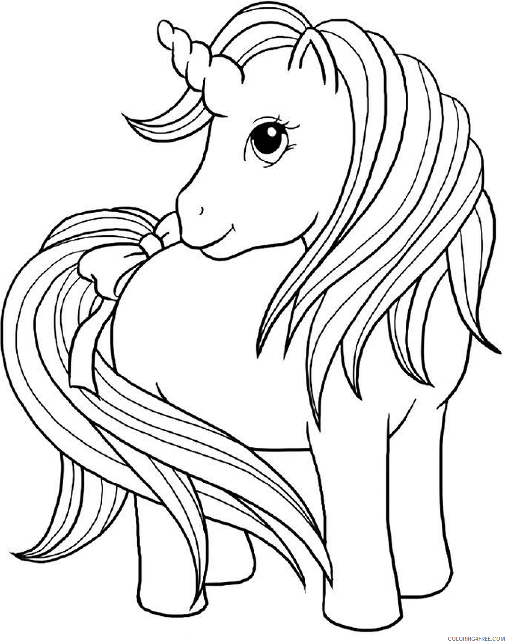 Bows Coloring Pages unicorn_with_bow_at_tail Printable 2021 1092 Coloring4free