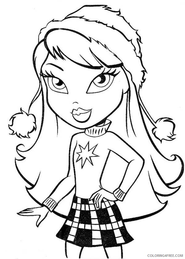 Bratz Coloring Pages Cloe Bratz Outfit for Christmas Printable 2021 1222 Coloring4free